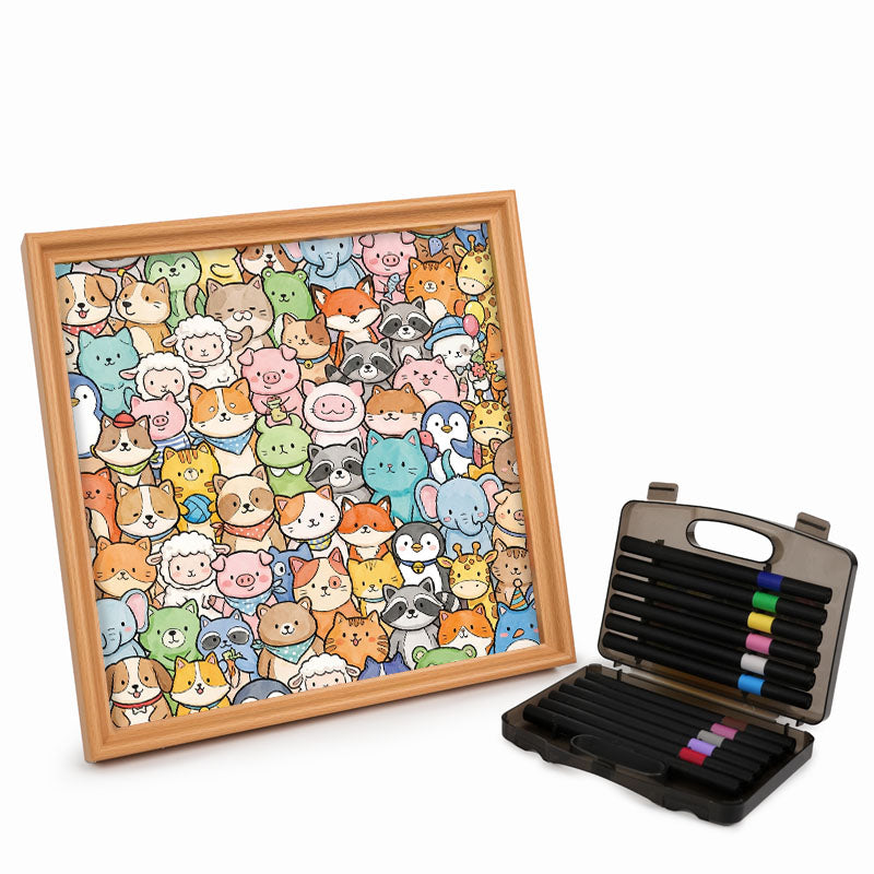 Animales caprichosos - Puzzle de madera para colorear