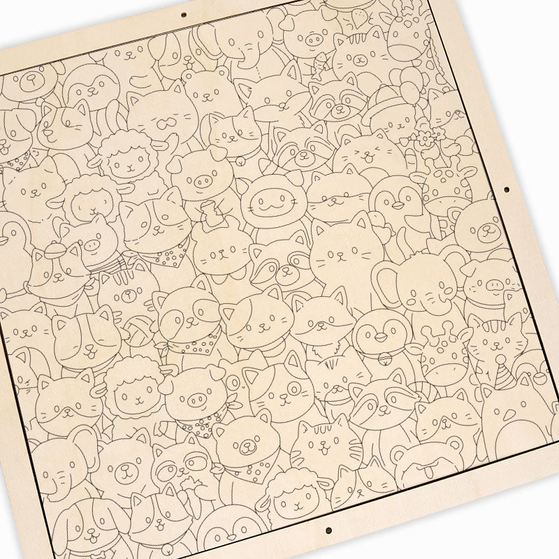 Animales caprichosos - Puzzle de madera para colorear