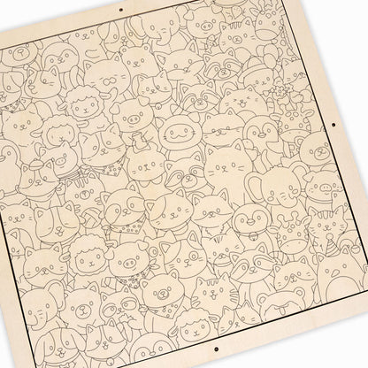 Animales caprichosos - Puzzle de madera para colorear
