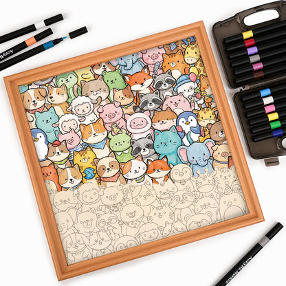 Animales caprichosos - Puzzle de madera para colorear