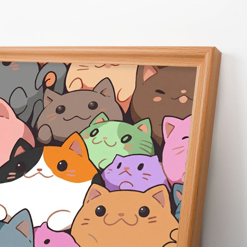 Gatitos redondos - Puzzle de madera para colorear