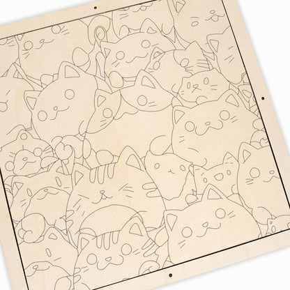 Gatitos redondos - Puzzle de madera para colorear