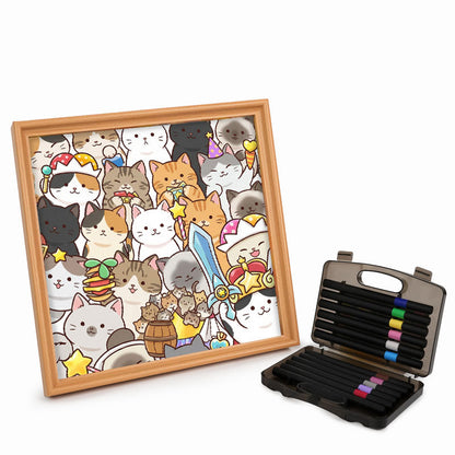 Gatitos mágicos - Puzzle de madera para colorear