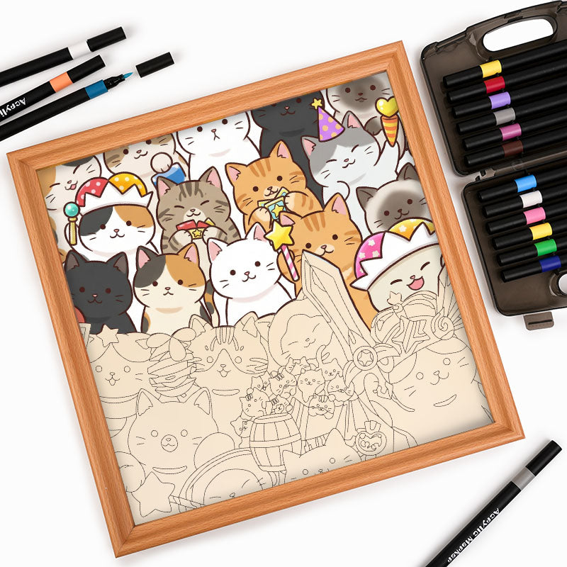 Gatitos mágicos - Puzzle de madera para colorear