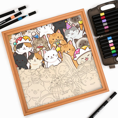 Gatitos mágicos - Puzzle de madera para colorear
