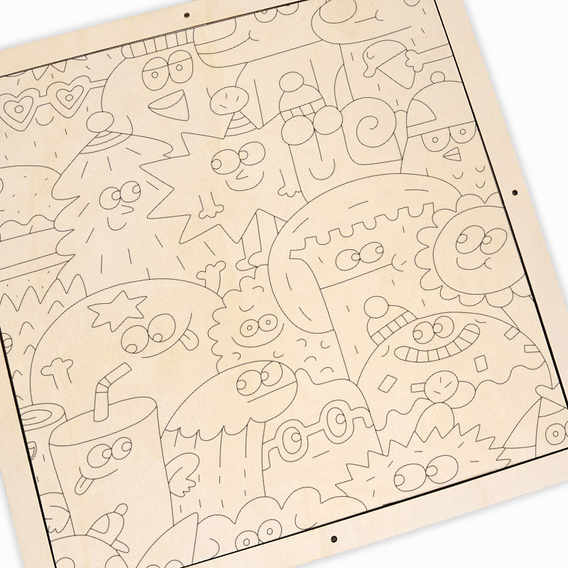 Caras de las cosas - Puzzle de madera para colorear