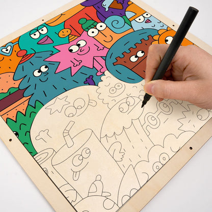 Caras de las cosas - Puzzle de madera para colorear