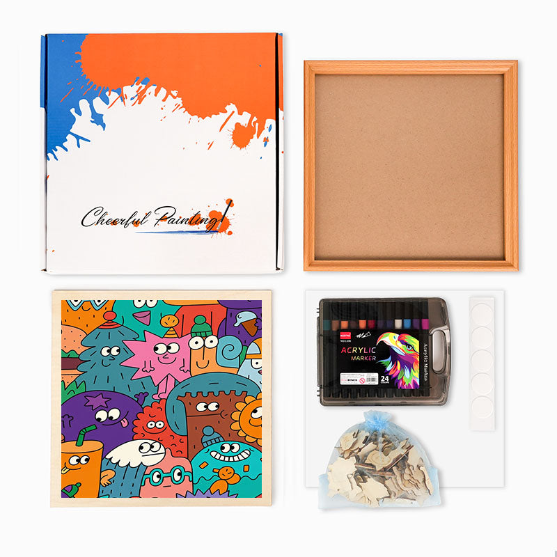 Caras de las cosas - Puzzle de madera para colorear
