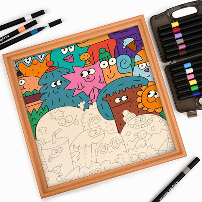 Caras de las cosas - Puzzle de madera para colorear