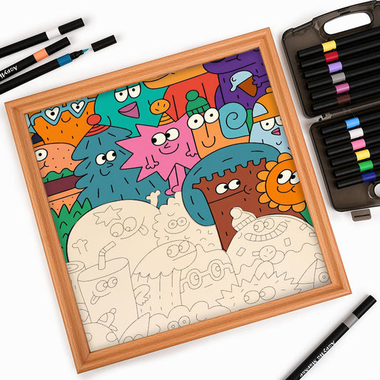 Caras de las cosas - Puzzle de madera para colorear