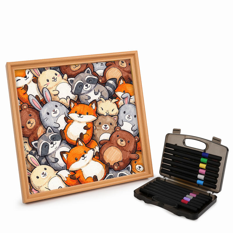 Amigos del bosque - Puzzle de madera para colorear