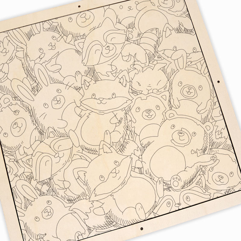 Amigos del bosque - Puzzle de madera para colorear