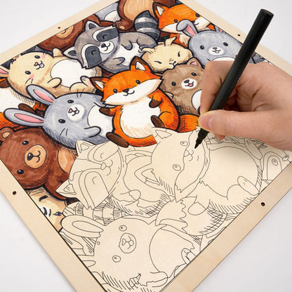Amigos del bosque - Puzzle de madera para colorear
