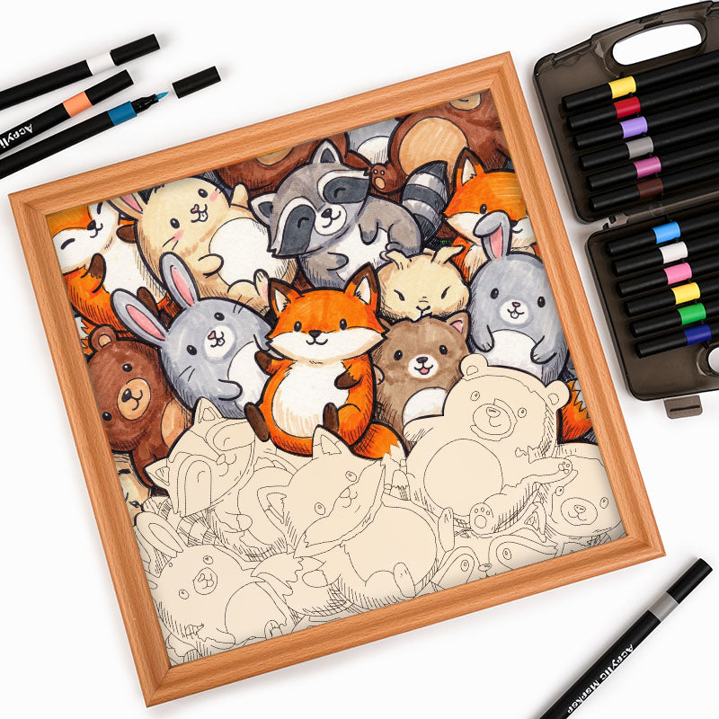 Amigos del bosque - Puzzle de madera para colorear