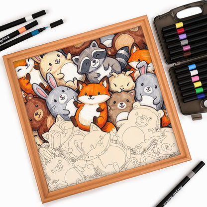 Amigos del bosque - Puzzle de madera para colorear