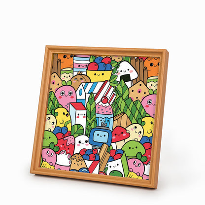 Amigos de la comida - Puzzle de madera para colorear