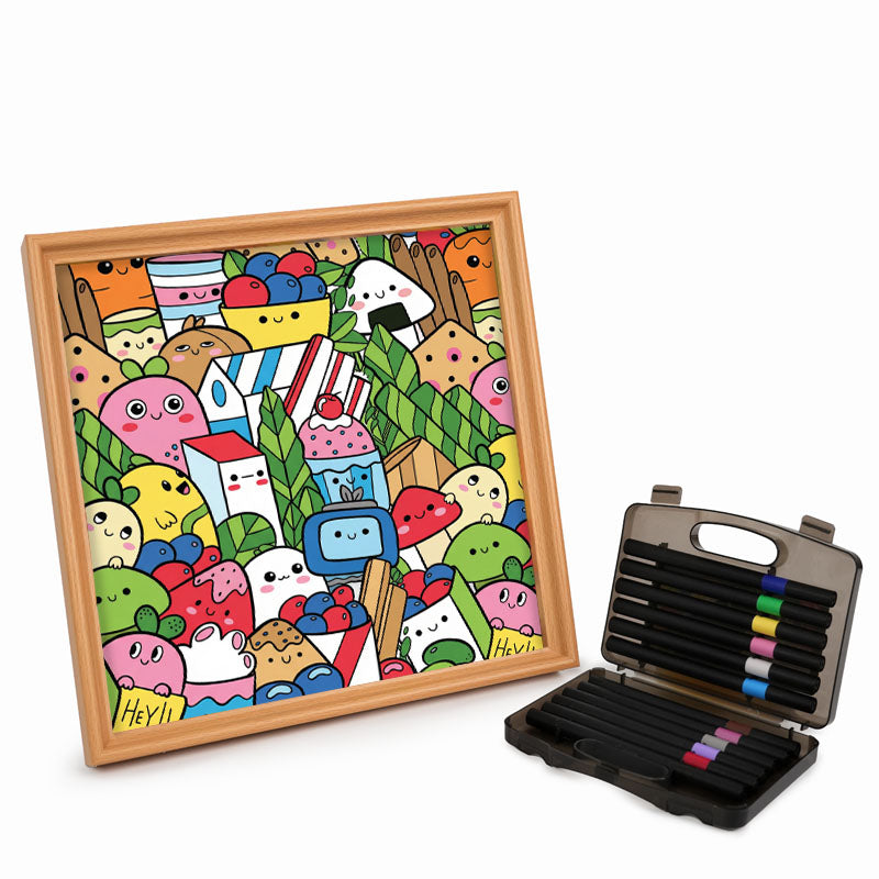 Amigos de la comida - Puzzle de madera para colorear