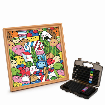 Amigos de la comida - Puzzle de madera para colorear