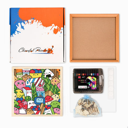 Amigos de la comida - Puzzle de madera para colorear