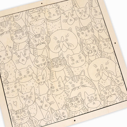 Gatos extraños - Puzzle de madera para colorear