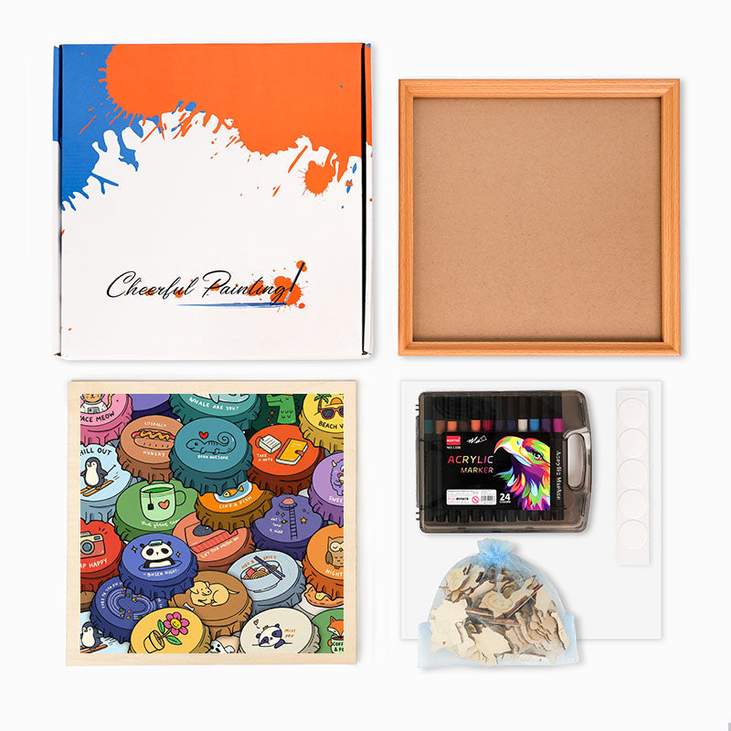 Tapas de colores - Puzzle de madera para colorear