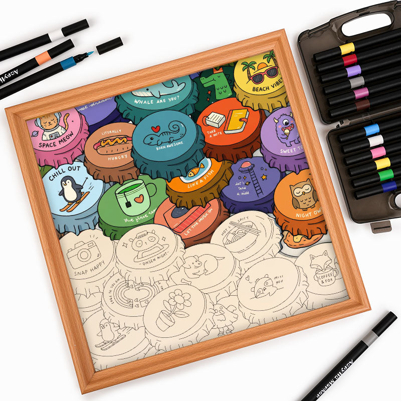 Tapas de colores - Puzzle de madera para colorear