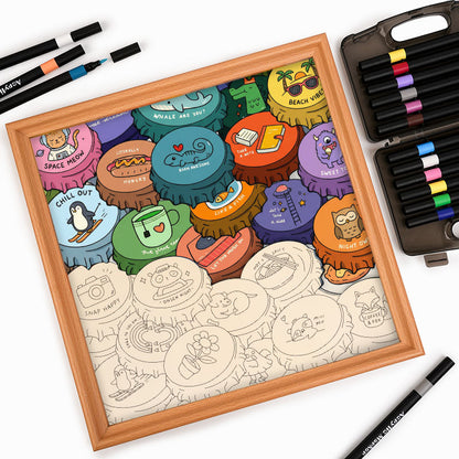 Tapas de colores - Puzzle de madera para colorear