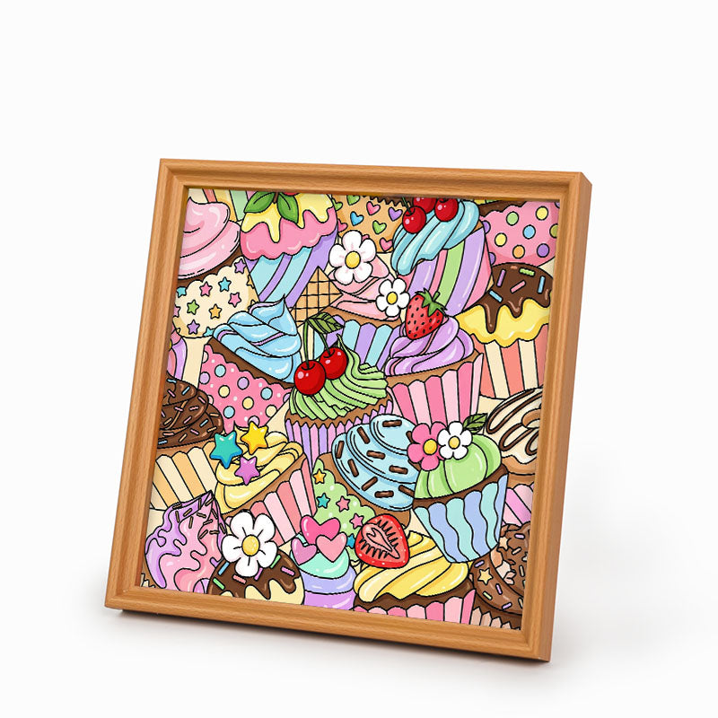 Cupcakes lindos - Puzzle de madera para colorear