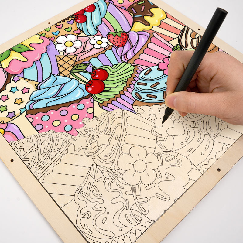 Cupcakes lindos - Puzzle de madera para colorear