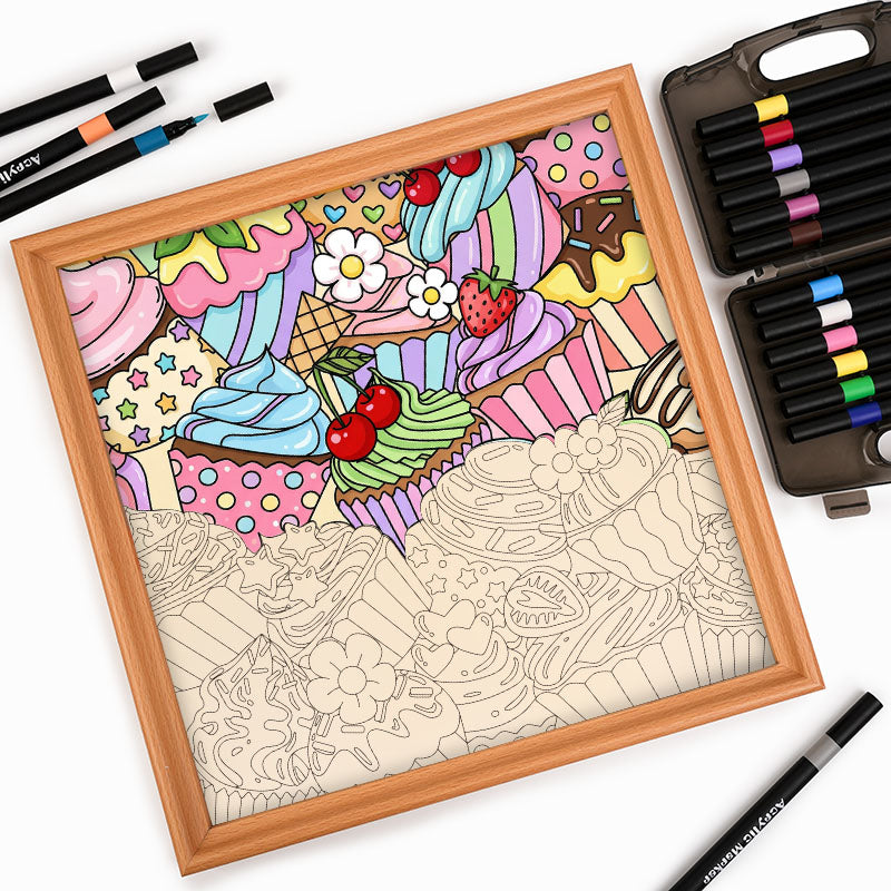 Cupcakes lindos - Puzzle de madera para colorear