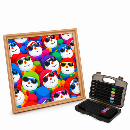 Muñecos de nieve geniales - Puzzle de madera para colorear