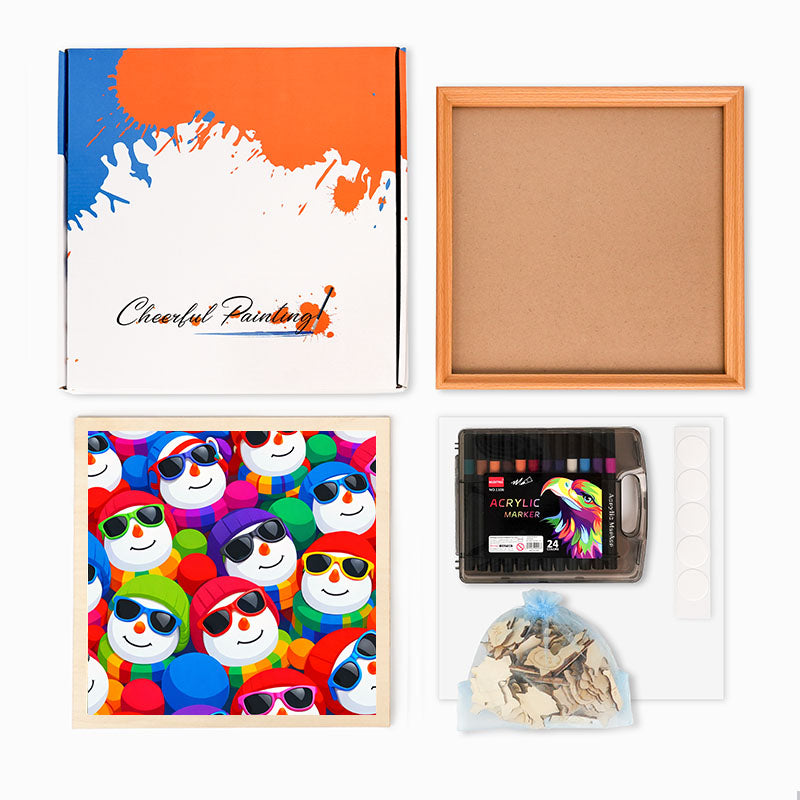 Muñecos de nieve geniales - Puzzle de madera para colorear
