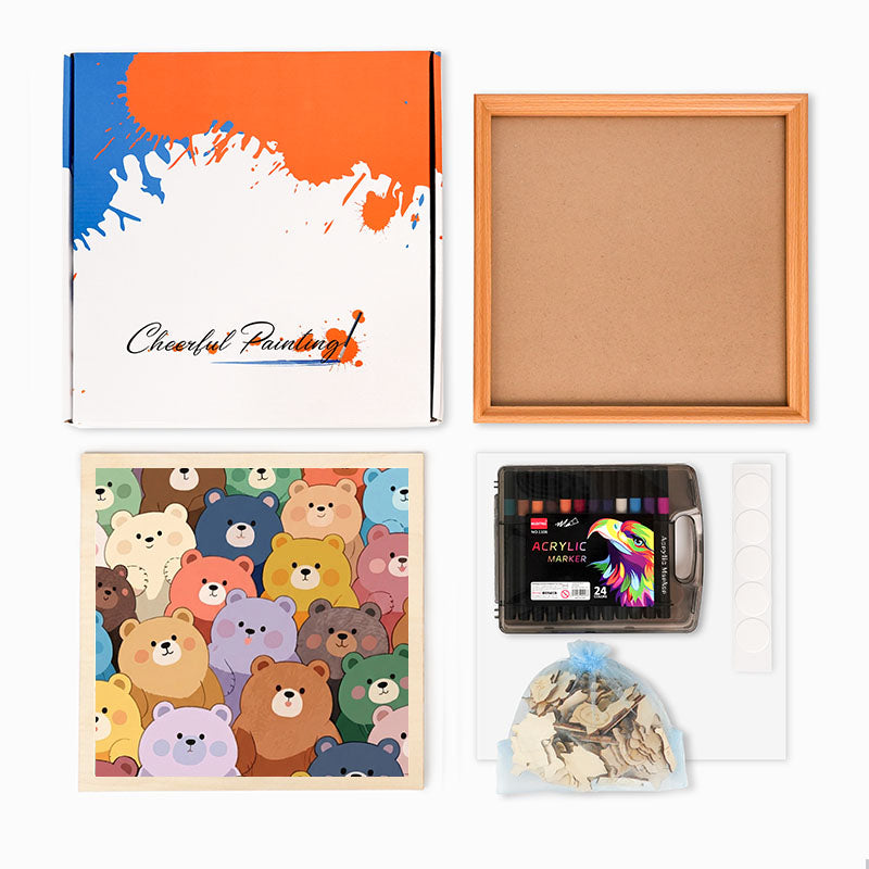 Osos lindos - Puzzle de madera para colorear