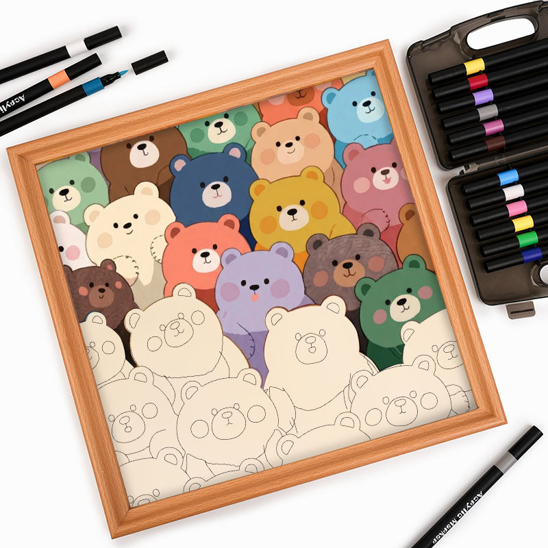 Osos lindos - Puzzle de madera para colorear