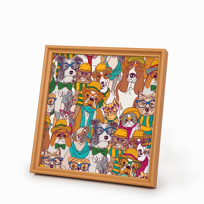 Perros con gafas - Puzzle de madera para colorear