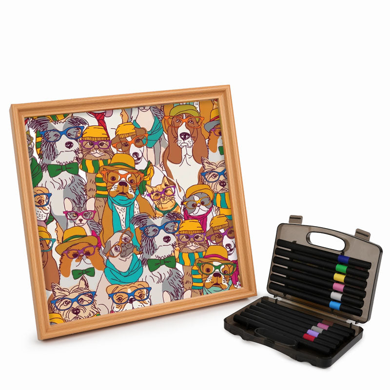 Perros con gafas - Puzzle de madera para colorear