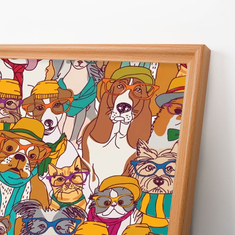 Perros con gafas - Puzzle de madera para colorear