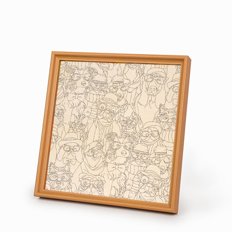 Perros con gafas - Puzzle de madera para colorear