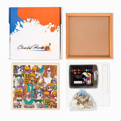 Perros con gafas - Puzzle de madera para colorear