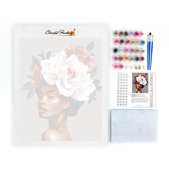 Mujer Con Cabello De Flores - Pintar por Números