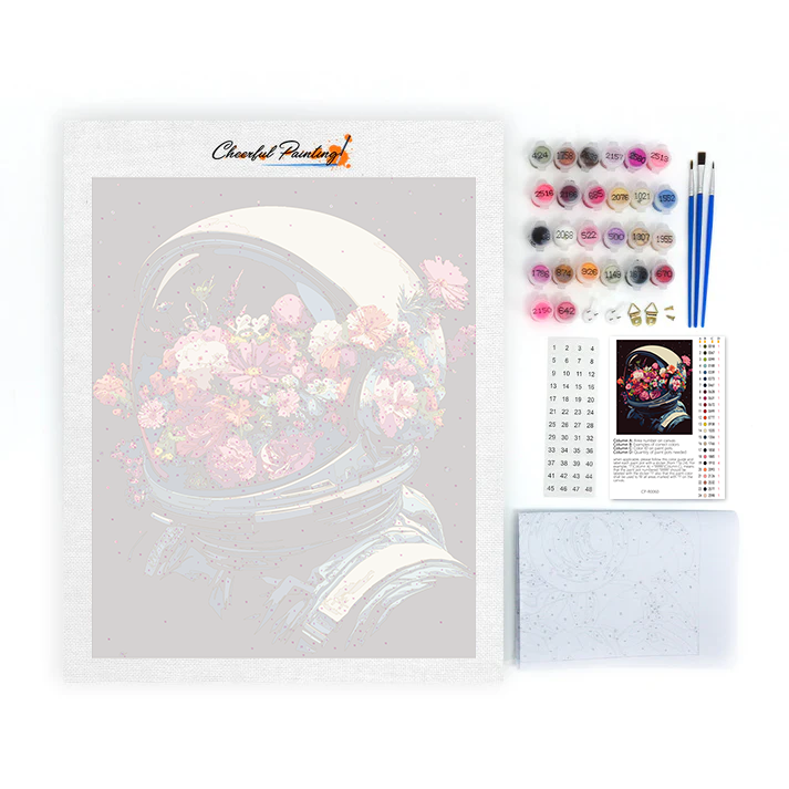 Casco Espacial Lleno De Flores - Pintar por Números