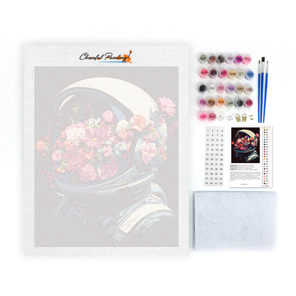 Casco Espacial Lleno De Flores - Pintar por Números