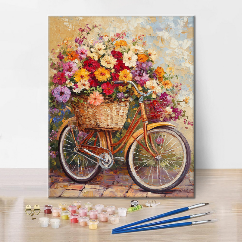 Flores y Bicicletas - Pintar por Números