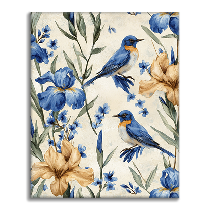 Pájaro Azul y Lirio - Pintar por Números