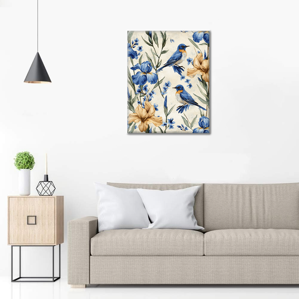 Pájaro Azul y Lirio - Pintar por Números