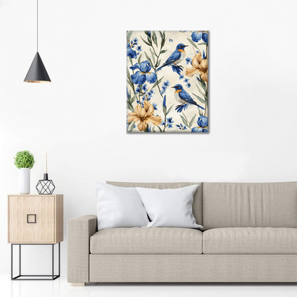 Pájaro Azul y Lirio - Pintar por Números