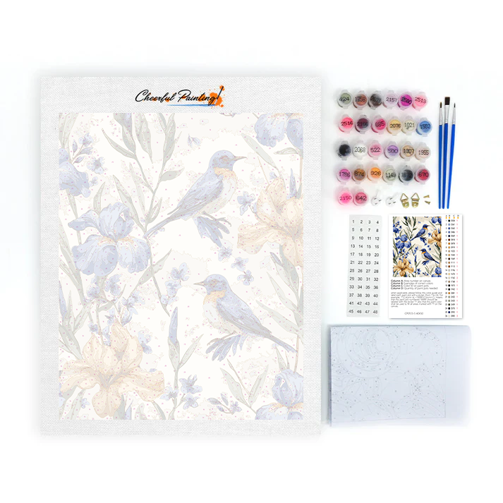 Pájaro Azul y Lirio - Pintar por Números