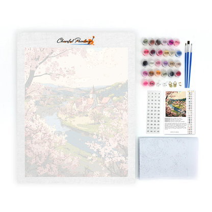 Pueblo Fluvial de Primavera - Pintar por Números