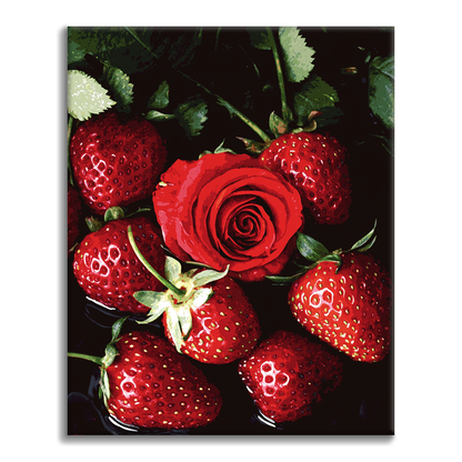 Fresa con Rosas - Pintar por Números