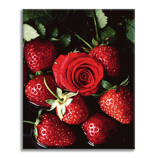 Fresa con Rosas - Pintar por Números